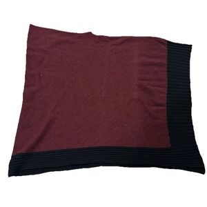 Celeste One Size Women's 90% Wool 10% Cashmere Poncho Maroon Black Soft One Size